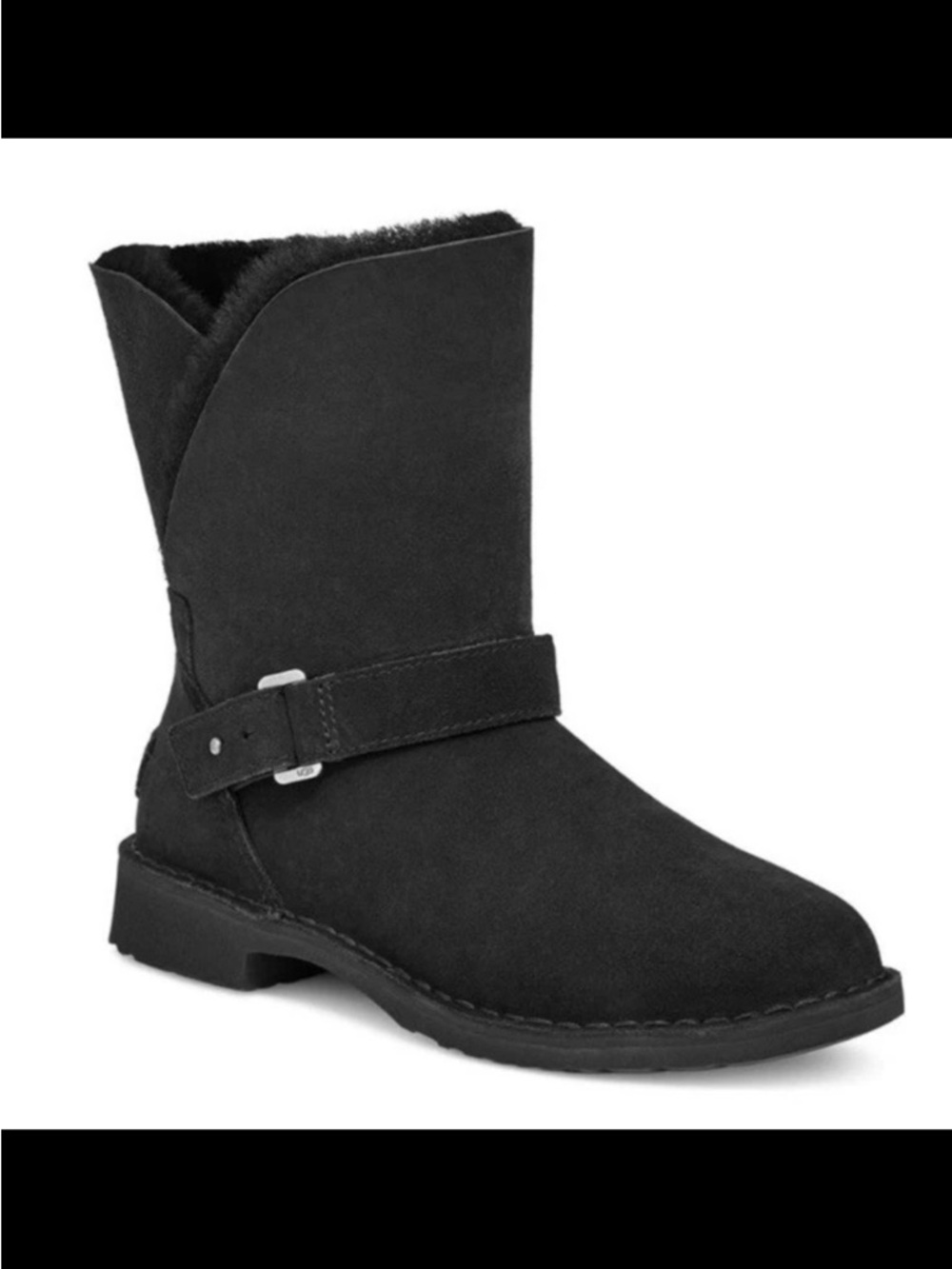 UGG Black Syden Genuine Shearling Lined Booties Sz 5 US